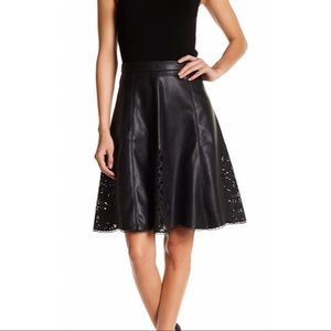 Tart Faux Leather Laser-cut A-line Skirt
